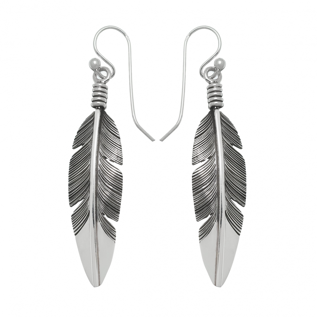 Harpo Paris earrings BOw28 feathers in silver