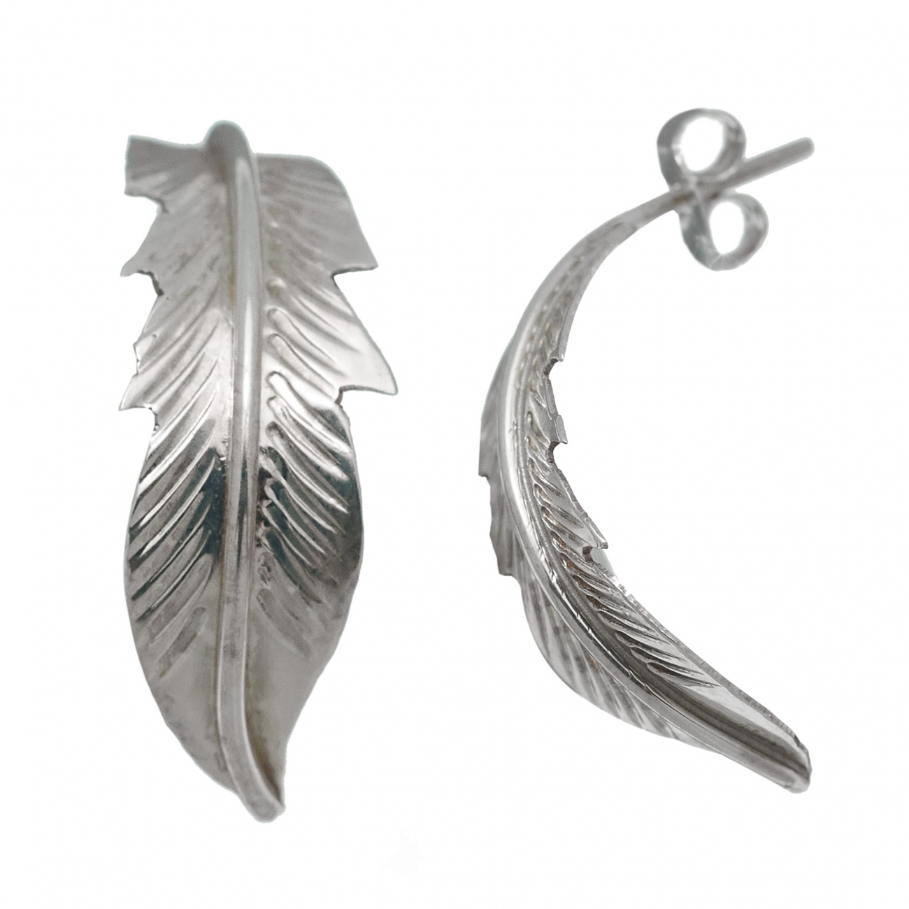 Boucles d'oreilles BOw103 Harpo Paris  plumes en argent