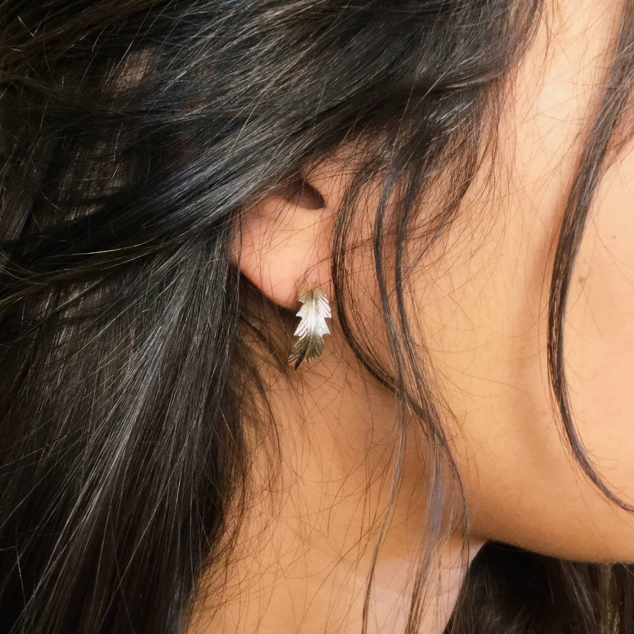 Boucles d'oreilles BOw103 Harpo Paris  plumes en argent
