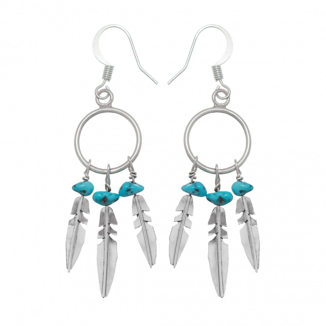 Boucles d'oreilles BO58 en argent et turquoise