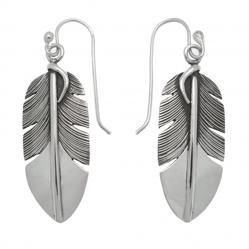 Harpo Paris earrings BOw29 silver feathers