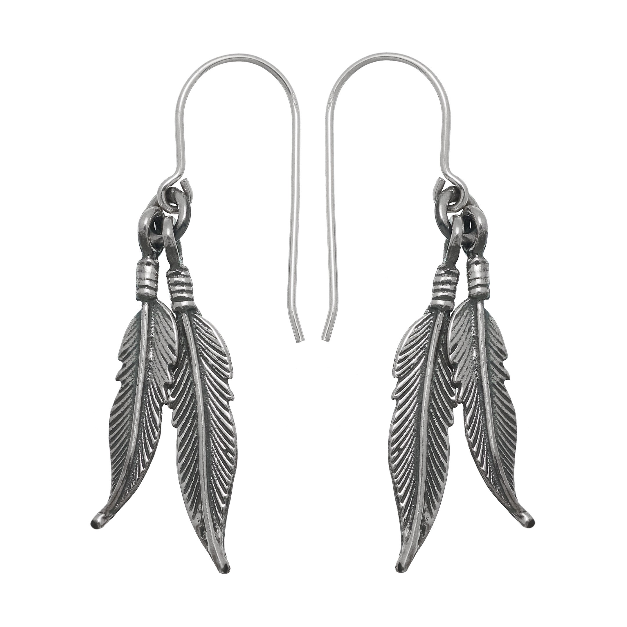 Harpo Paris earrings BO76 silver feathers