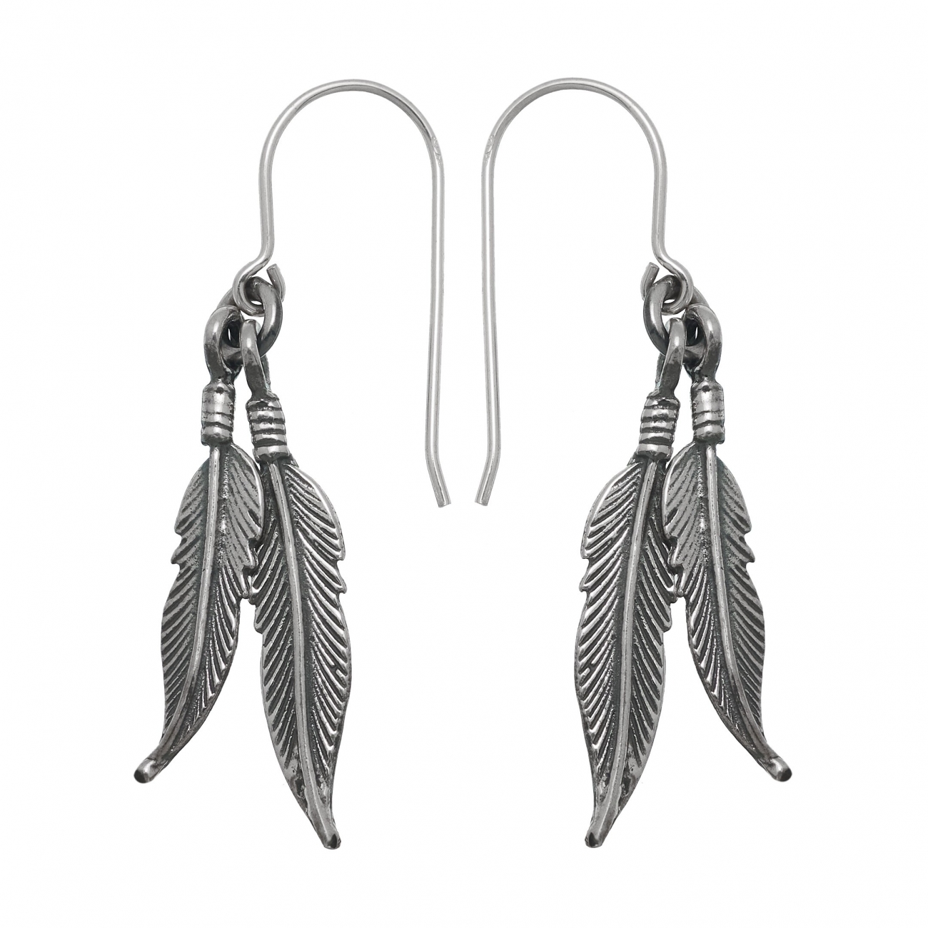 Harpo Paris earrings BO76 silver feathers