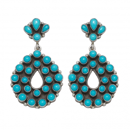 Harpo Paris earrings BO117 in turquoise and silver