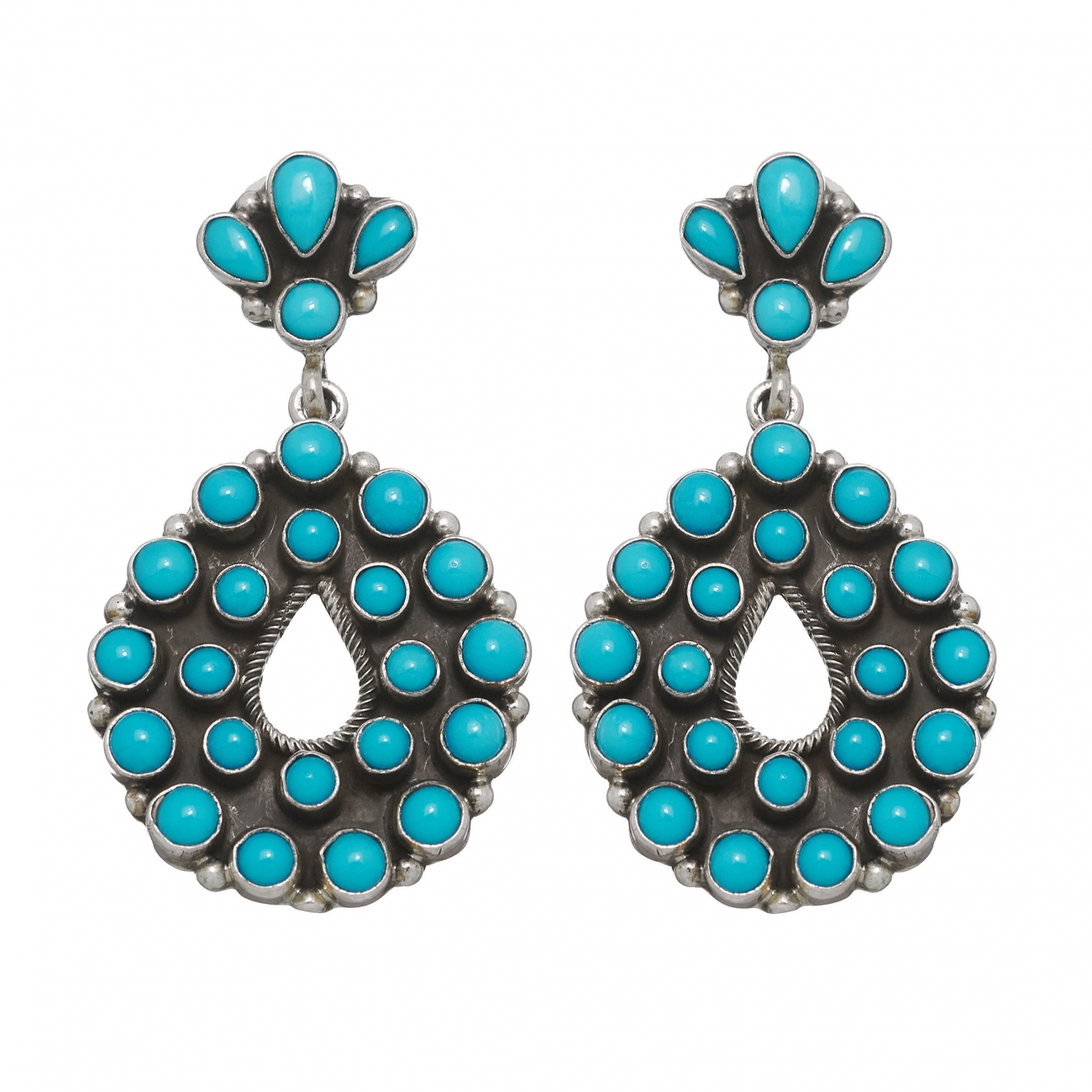 Harpo Paris earrings BO117 in turquoise and silver