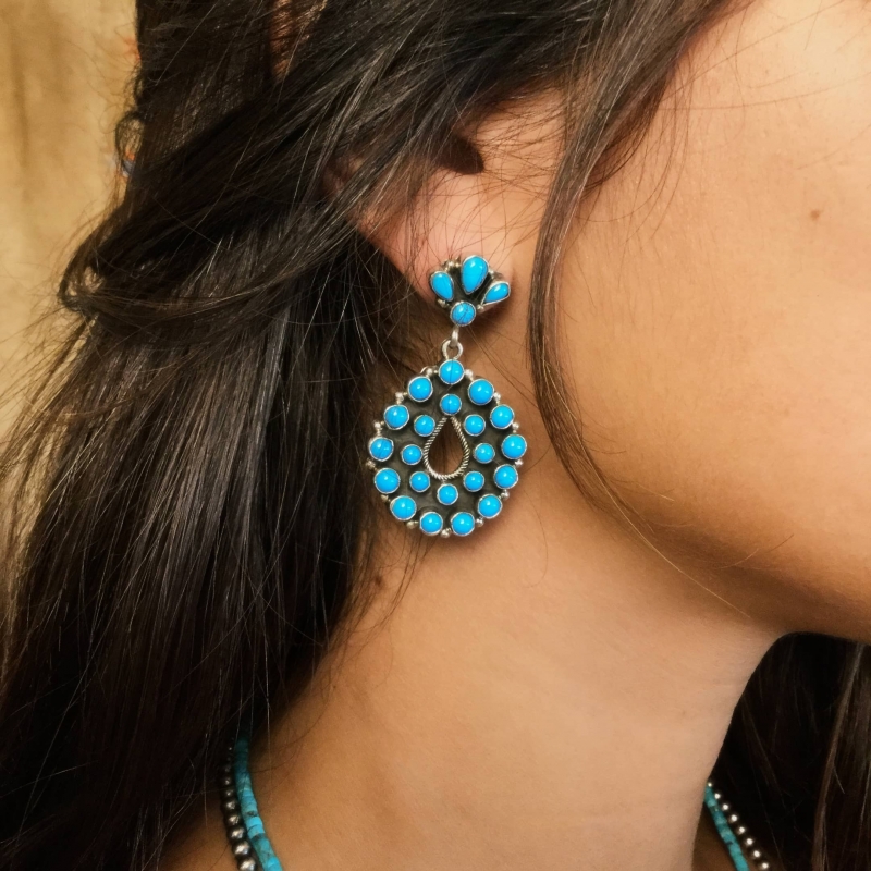 Sterling silver and turquoise native american earrings | Harpo Paris