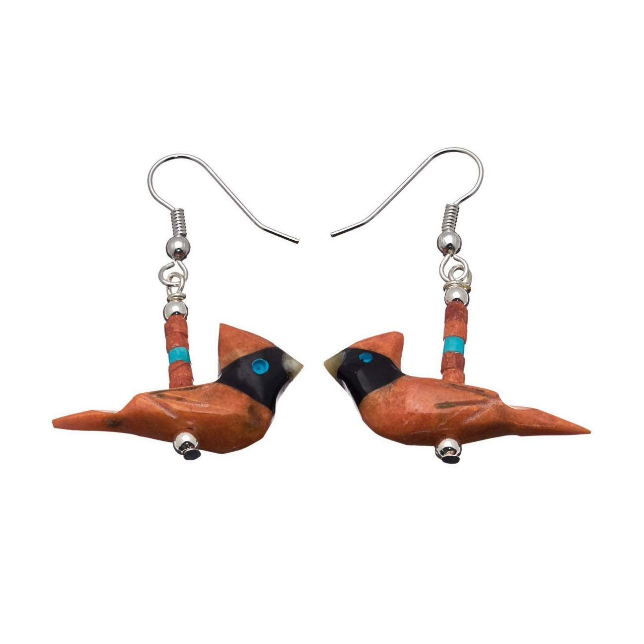 Boucles d'oreilles BOw75 Harpo Paris oiseau cardinal en gorgone