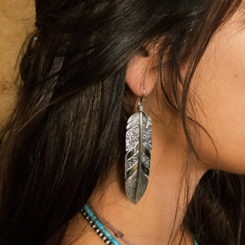Harpo Paris earrings BO156 silver feather