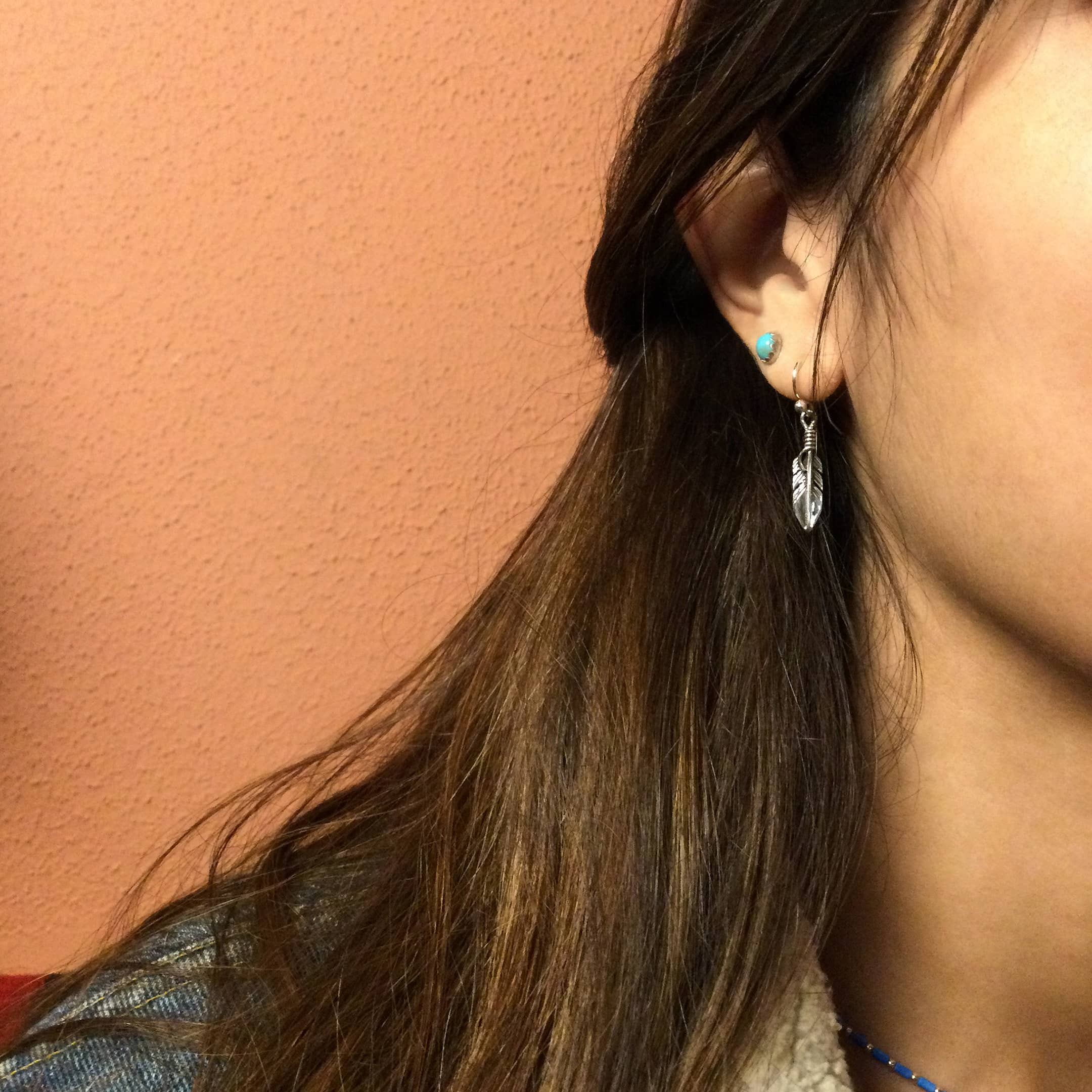 Navajo earrings Feather set in silver.  | Harpo Paris