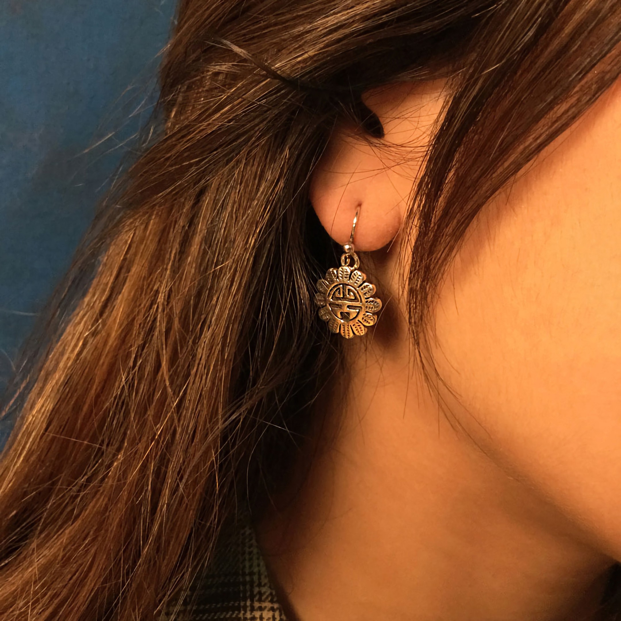 Harpo Paris earrings BO210 silver sunface