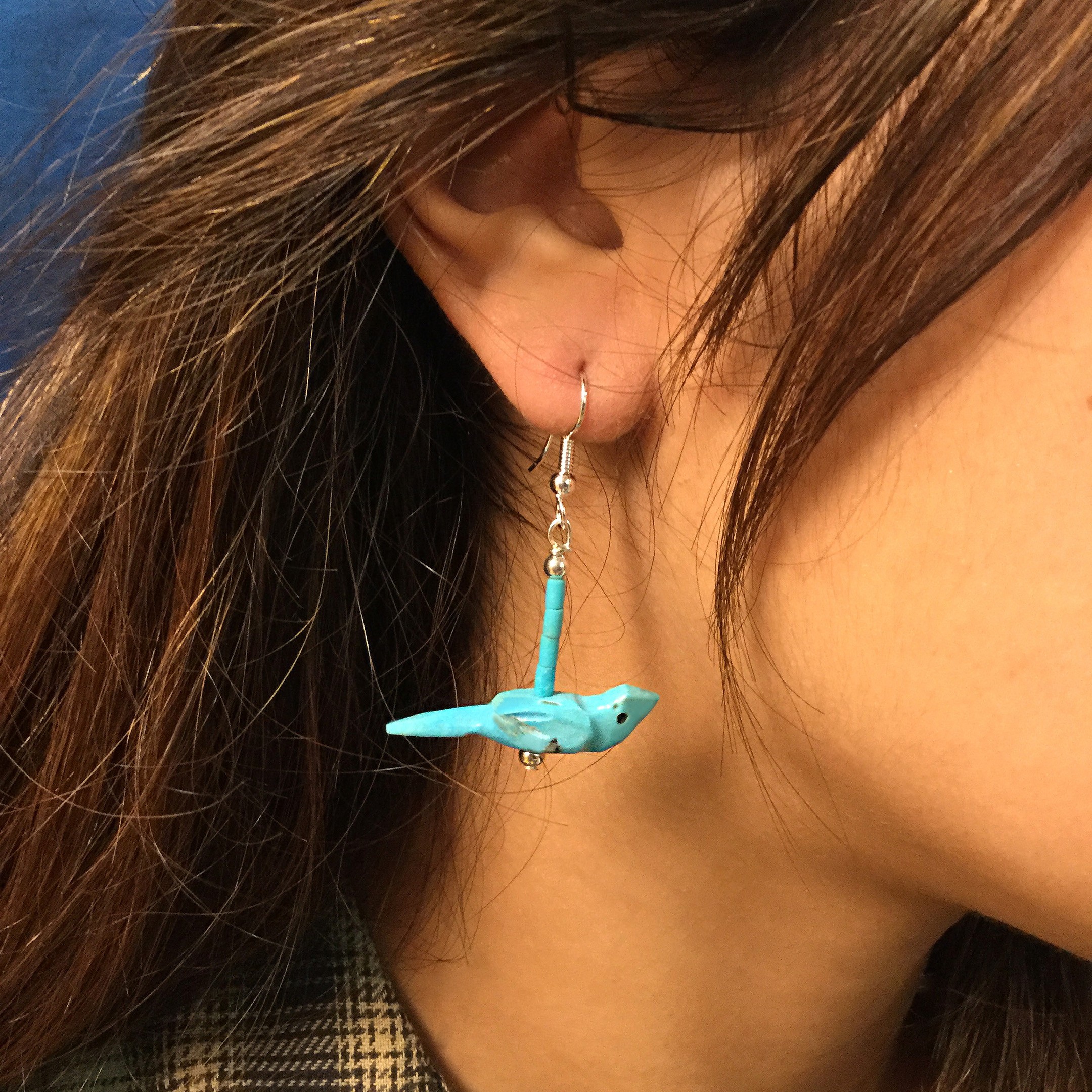Boucles d'oreilles Harpo Paris BO212 oiseau turquoise