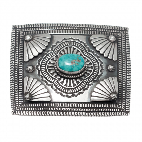 Belt buckle BK12 in turquoise and silver