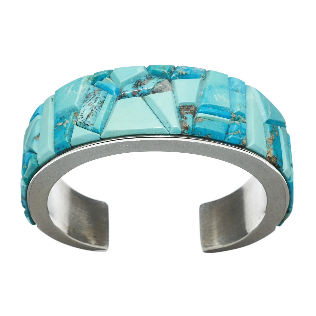 Beautiful bracelet MIS09, turquoise inlay on silver - Harpo Paris
