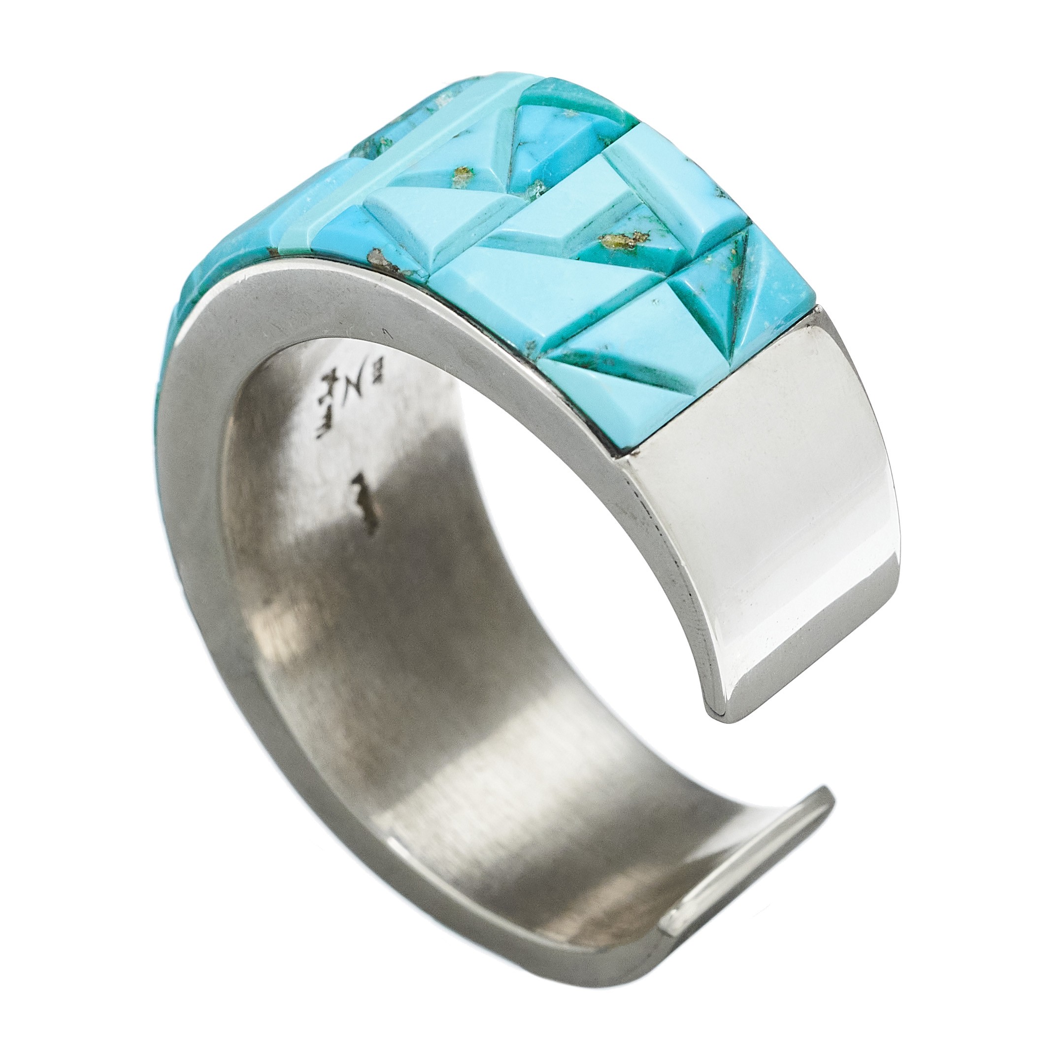 Navajo bracelet in cobble inlay of turquoises, MIS09 - Harpo Paris