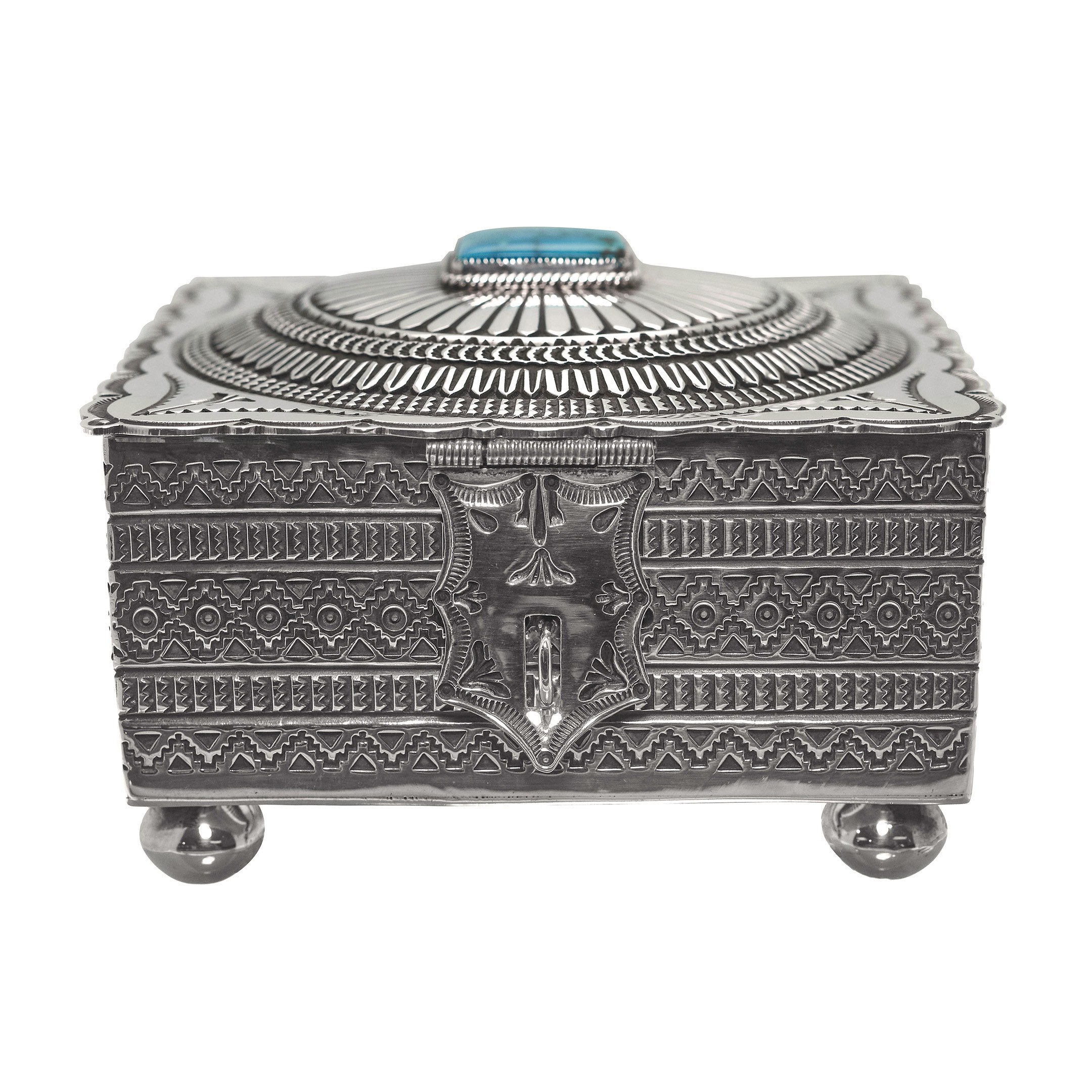 Boîte Navajo, pièce unique, turuqoise Candelaria montée sur argent   | Harpo Paris