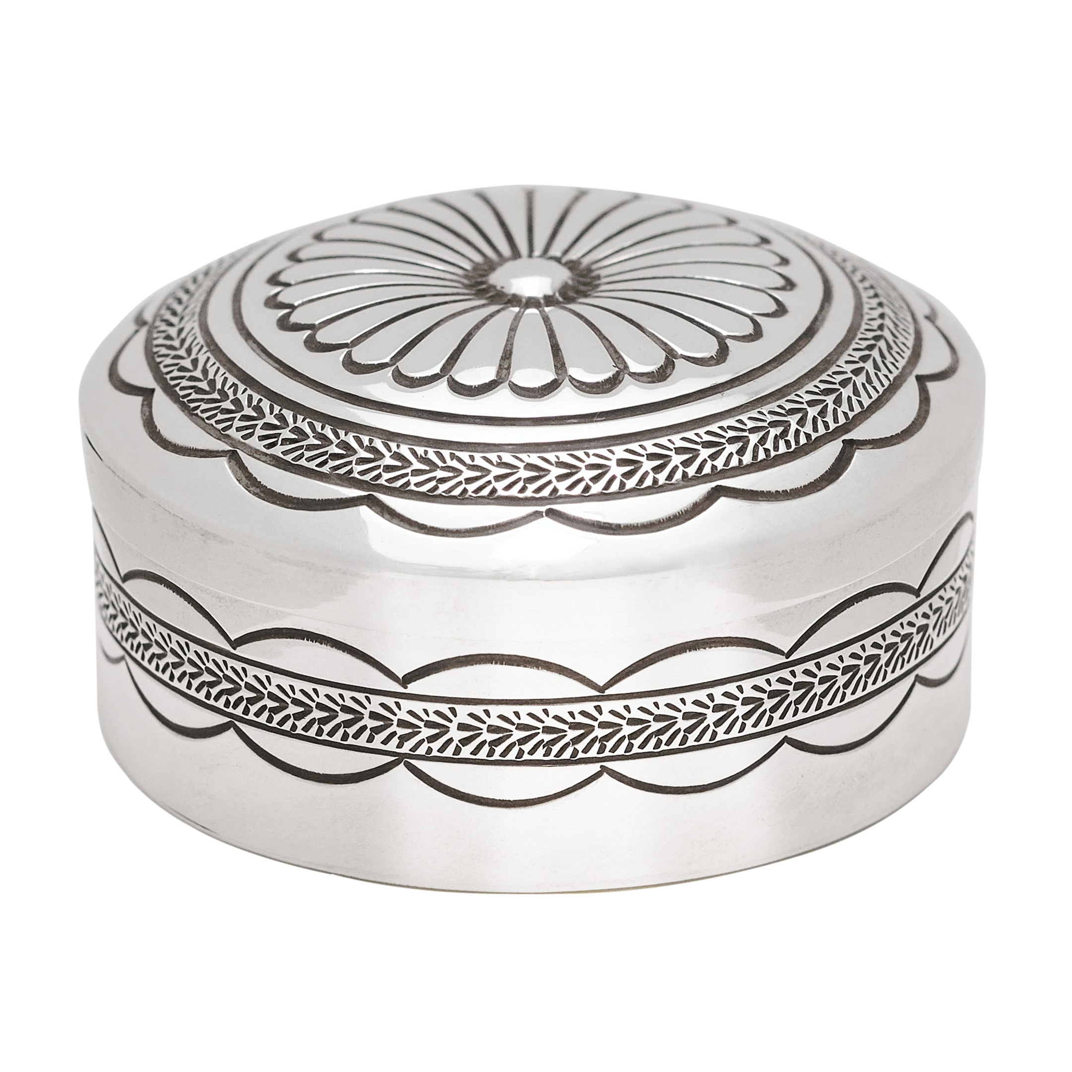 Little round box BOX03 in silver with stamps - Harpo Paris
