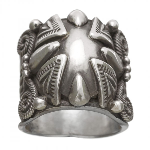 Navajo ring in mat silver for women, BA841- Harpo Paris
