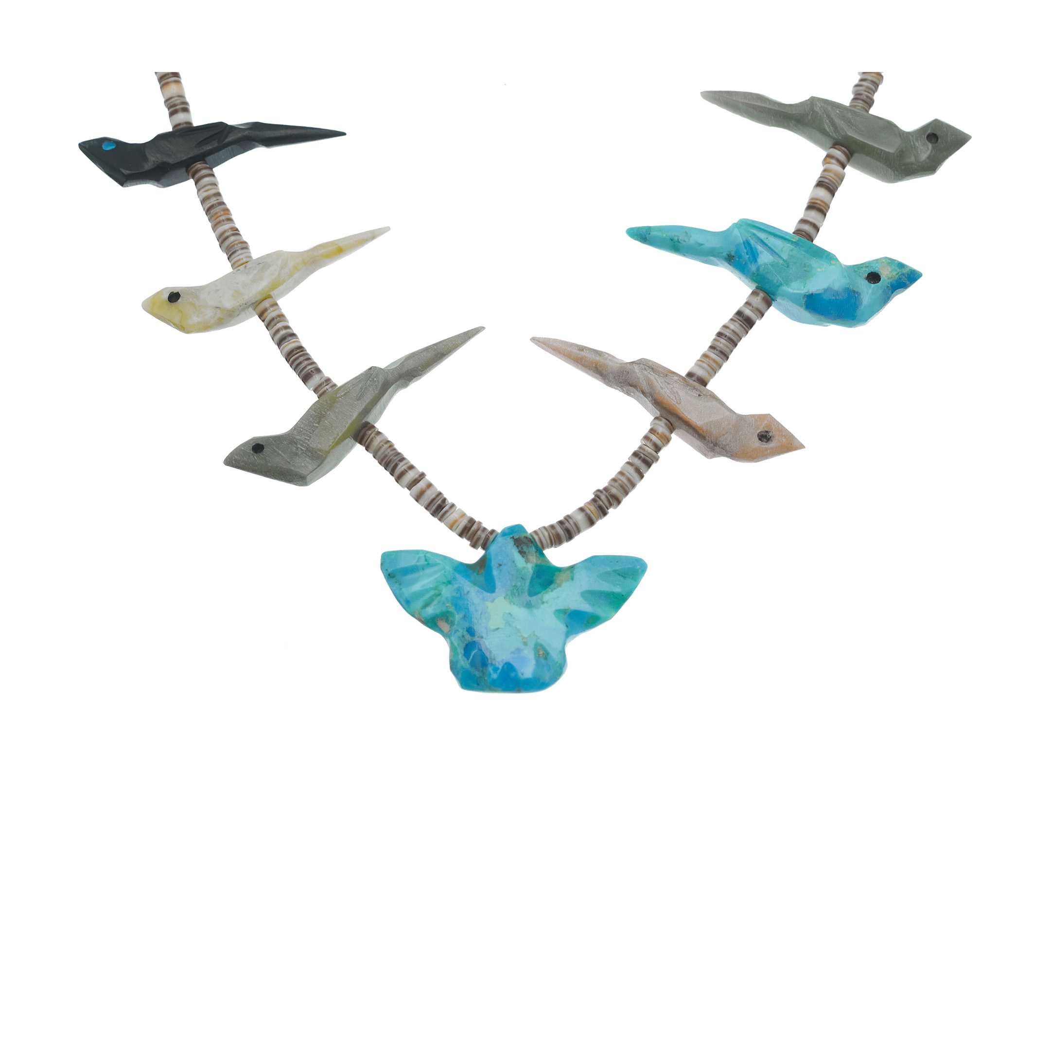 Collier Fétiches, animaux scupltés en Multi-pierres, fermoir en argent. | Harpo Paris