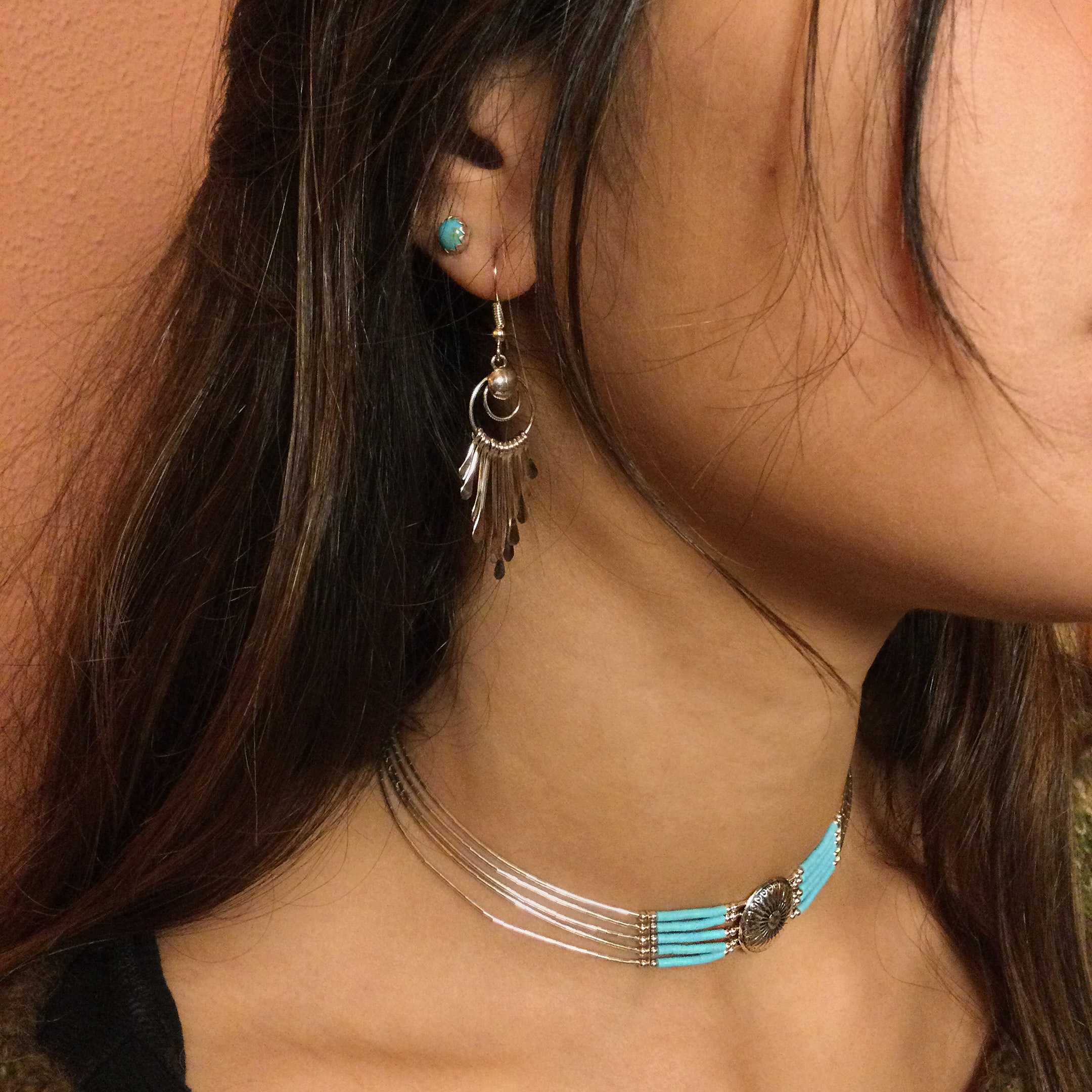 Boucles d'oreilles Navajo en argent massif BOw24 - Harpo Paris