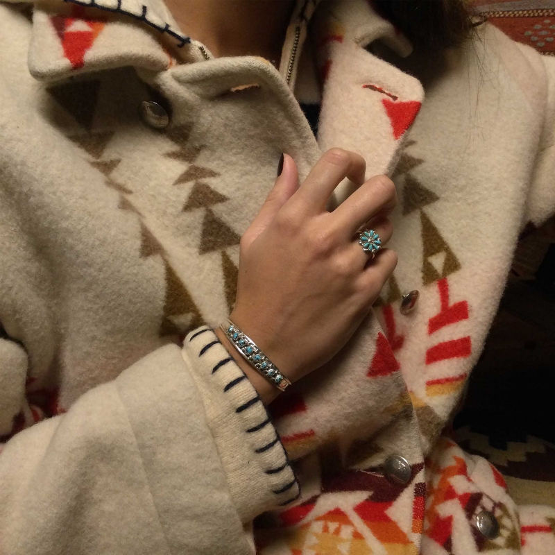 Bracelet Navajo BRw117 pour femme en turquoise et argent - Harpo Paris