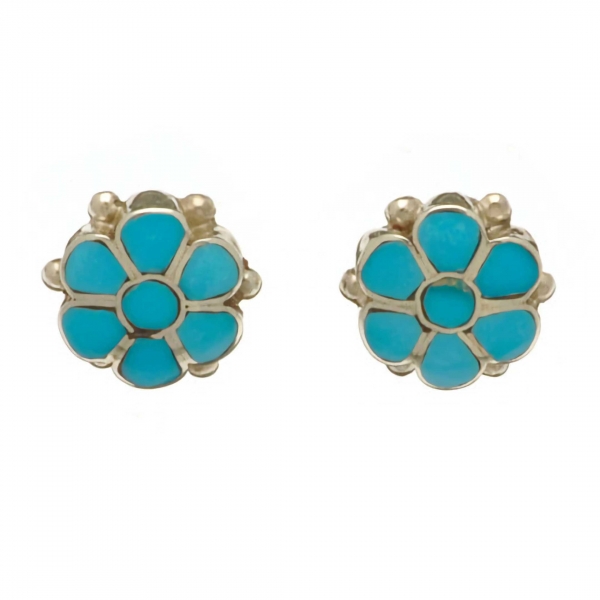 Harpo Paris classic earrings BOw35 flower in turquoise and silver