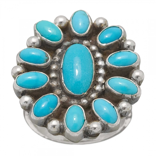 Zuni ring in turquoise and silver for women, BA855 - Harpo Paris