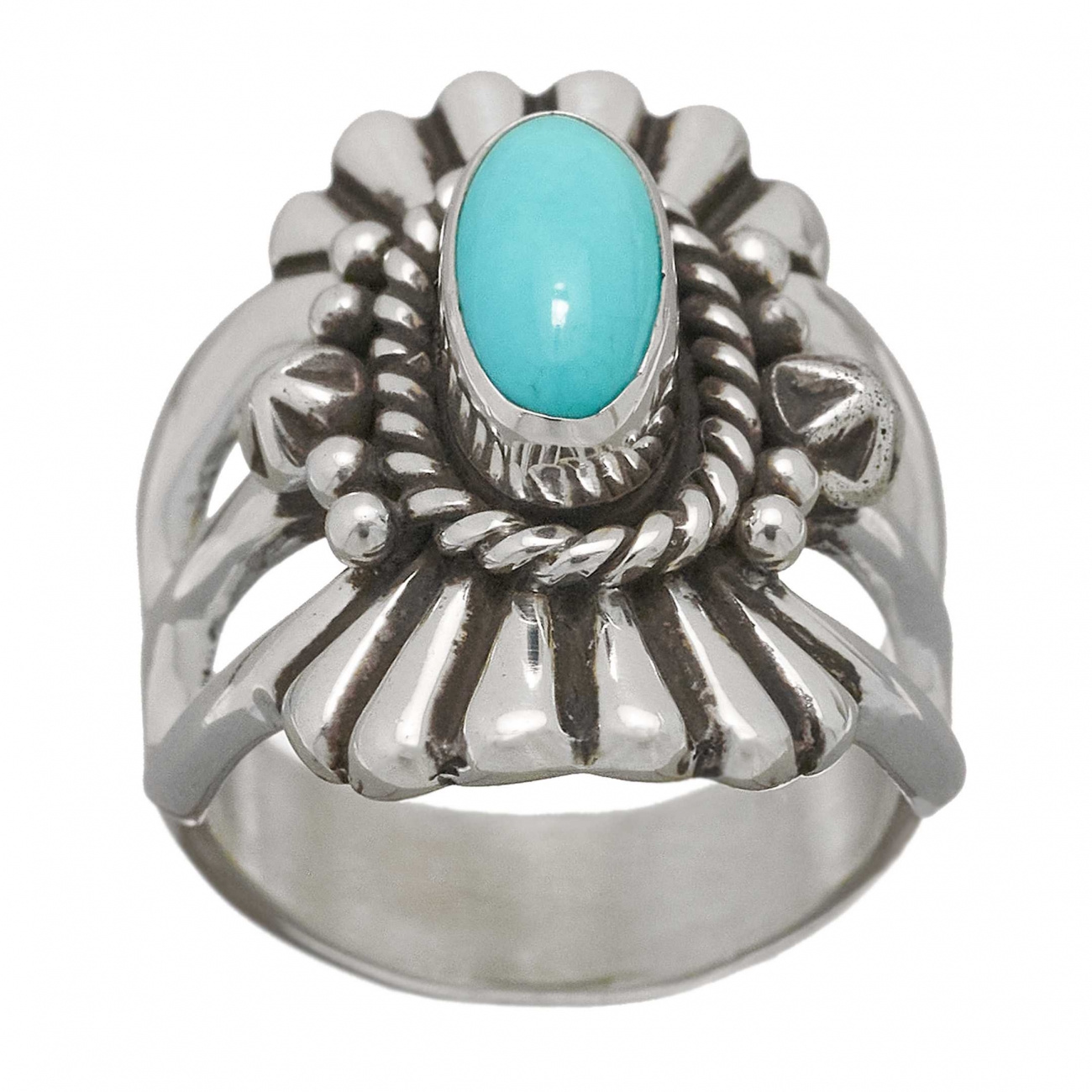 Bague Navajo BA856 en argent et turquoise - Harpo Paris