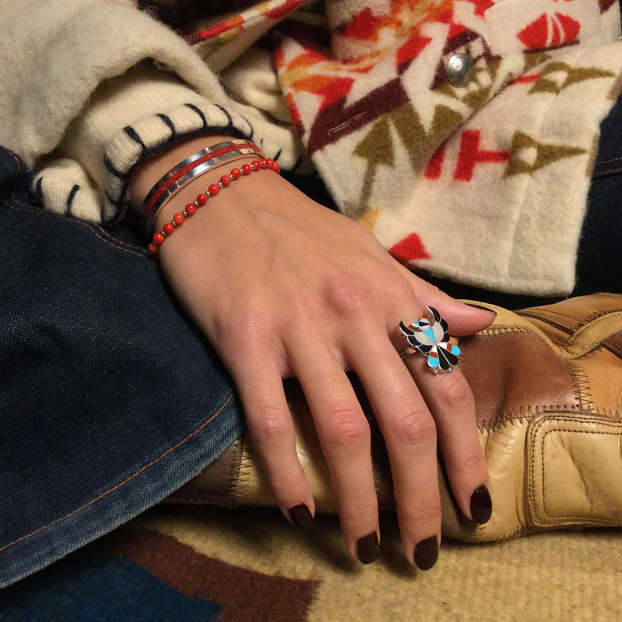Bague Thunderbird en argent massif et marqueterie, BA760 - Harpo Paris