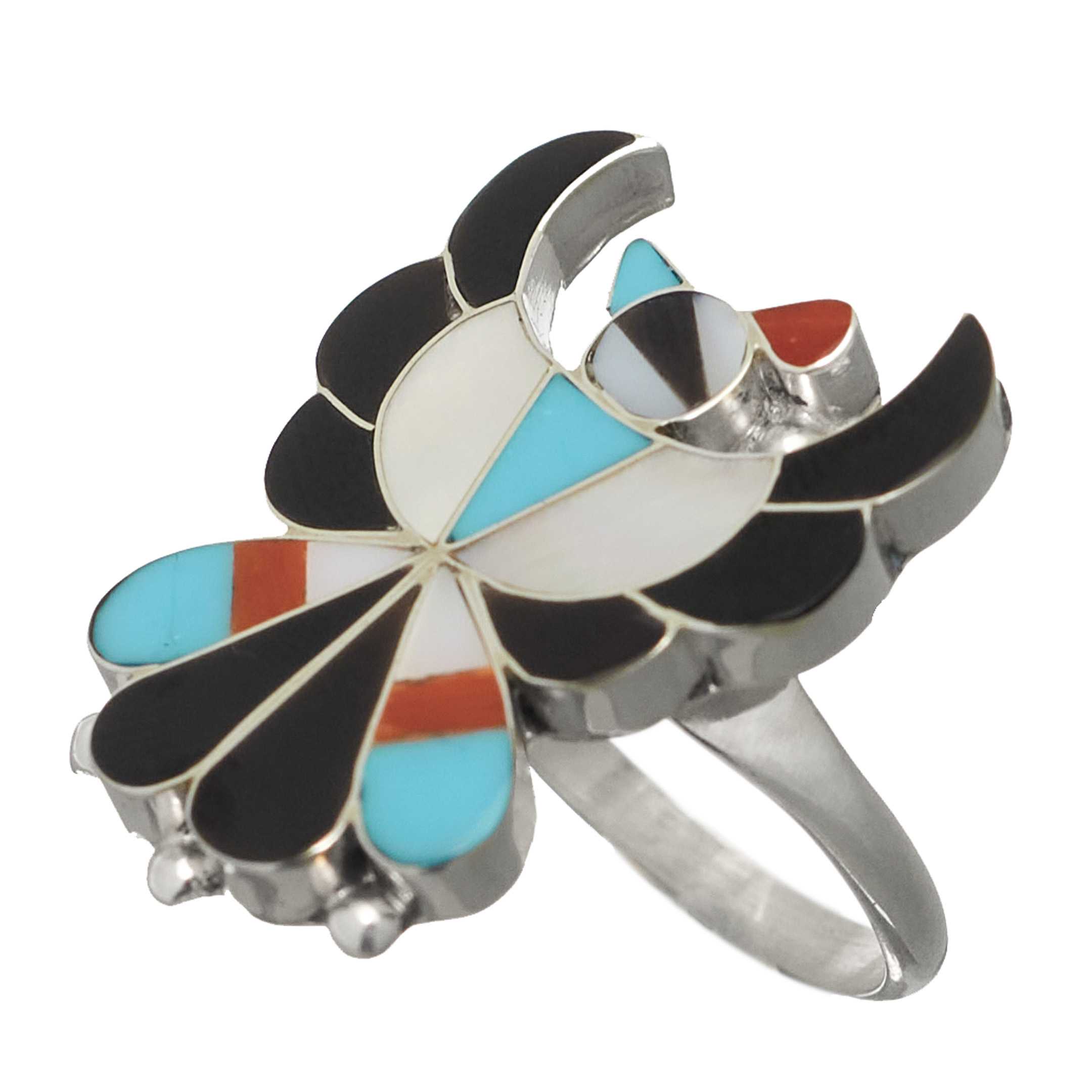 Bague Thunderbird en argent massif et marqueterie, BA760 - Harpo Paris