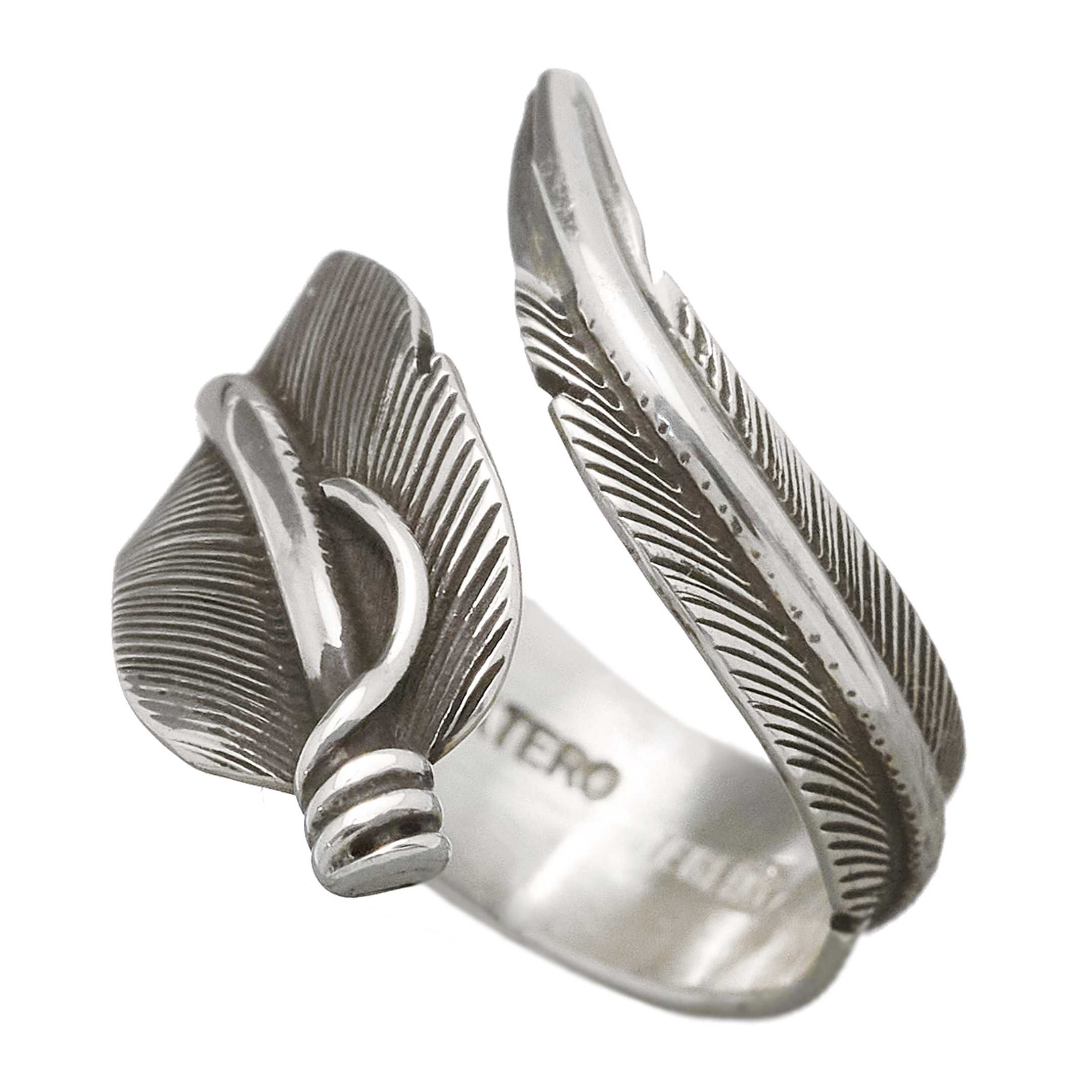 Bague plume en argent massif ciselée à la main, BA487 - Harpo Paris