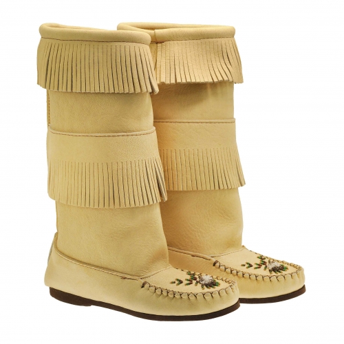 Moccasins boots M2010XX in leather with fringes and pearls