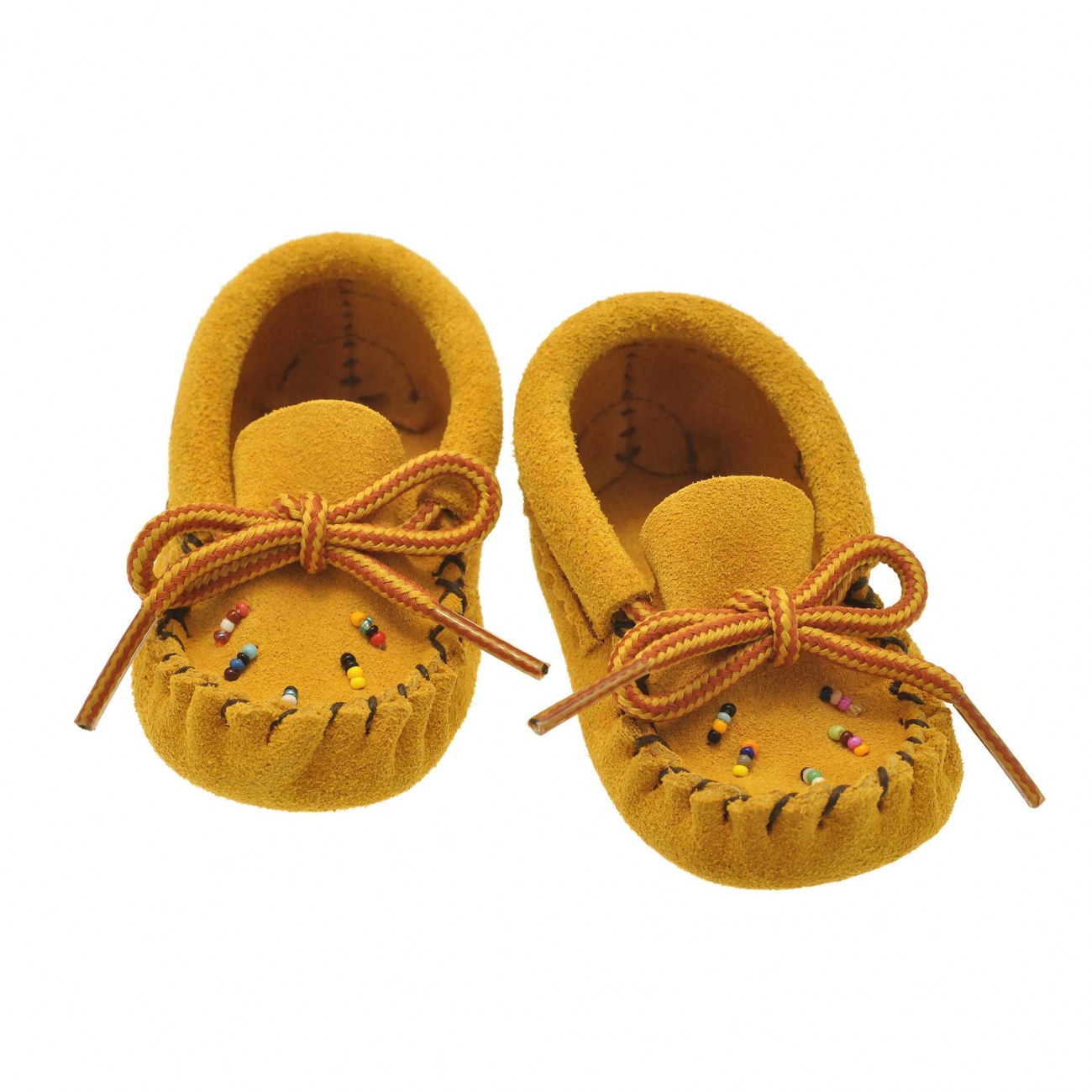 Canadian moccasins for babies M133/7 in leather and pearls - Harpo Paris