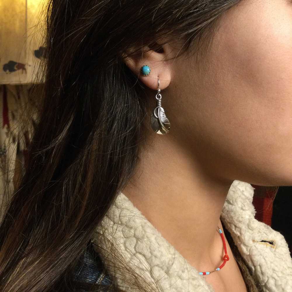 Boucles d'oreilles Navajo Plume en argent BOw31 - Harpo Paris