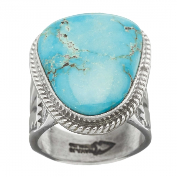 Navajo ring BA938 for men in turquoise and silver, Harpo Paris