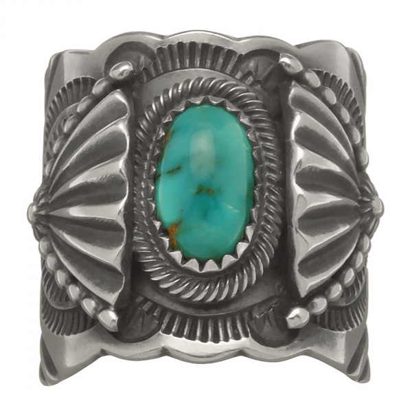 Navajo ring for men in turquoise and silver, BA633 - Harpo Paris