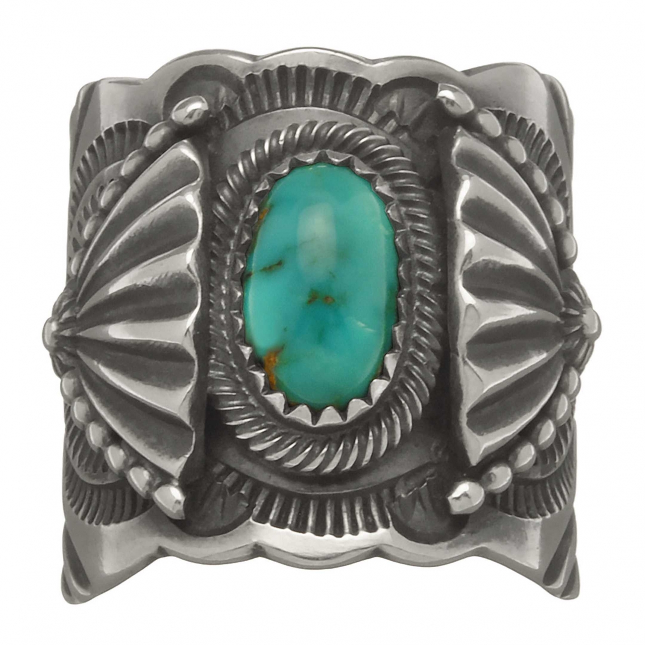 Bague Navajo BA633 pour homme en turquoise et argent - Harpo Paris