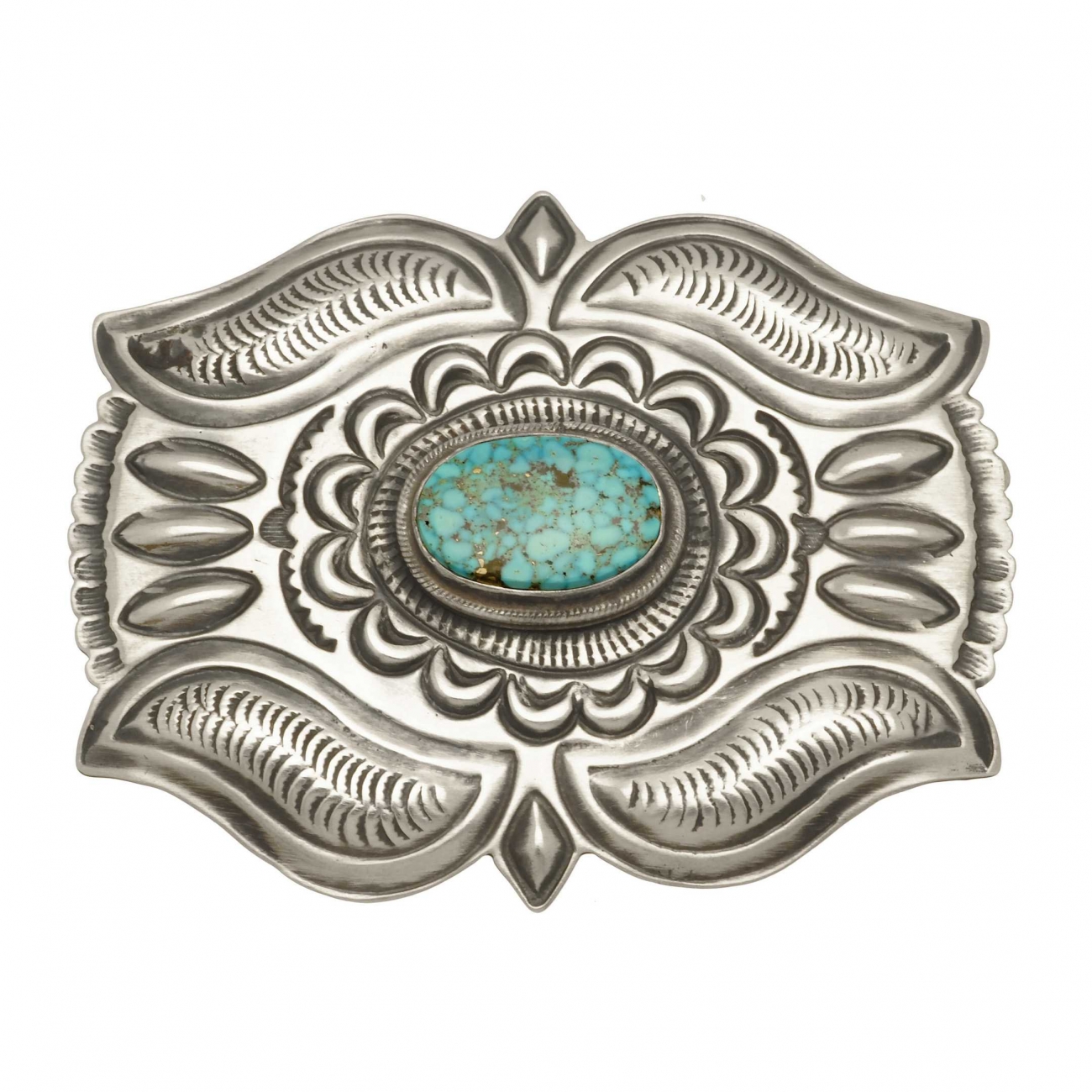 Boucle de ceinture BK48 Harpo Paris en turquoise et argent