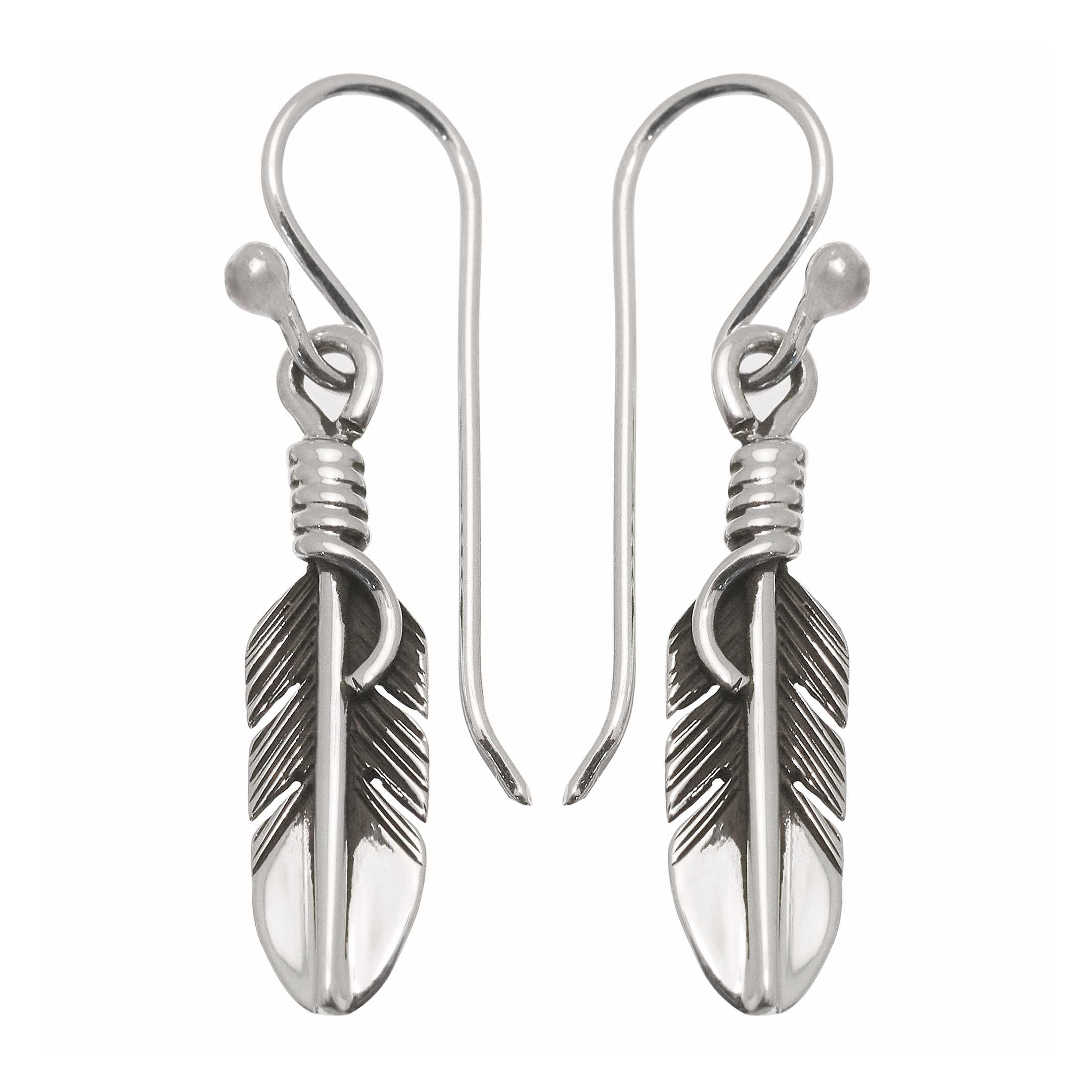 BO171 Navajo earrings silver feathers - Harpo Paris