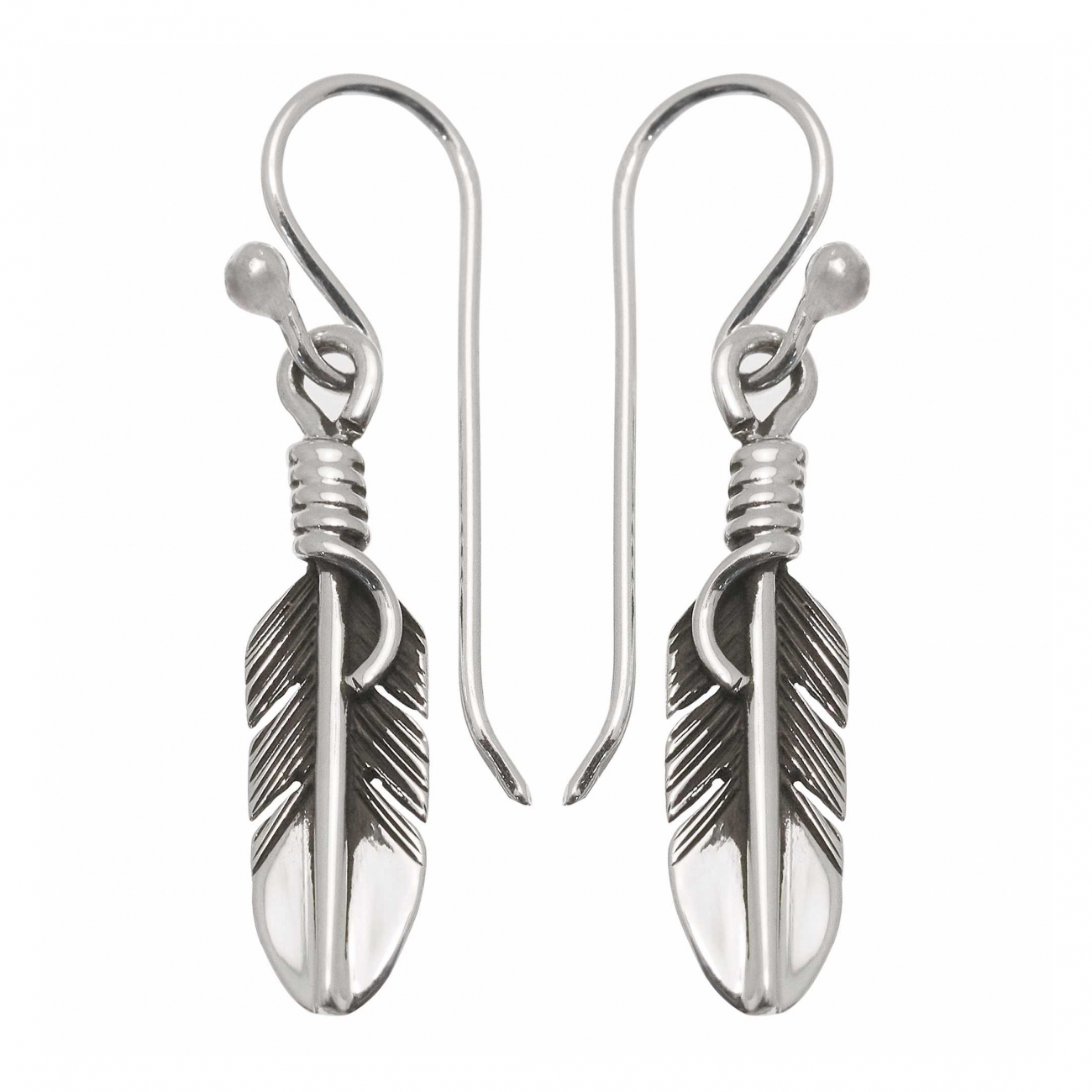 BO171 Navajo earrings silver feathers - Harpo Paris