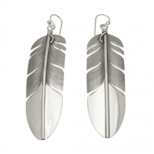 Harpo Paris earrings BO228 silver feathers