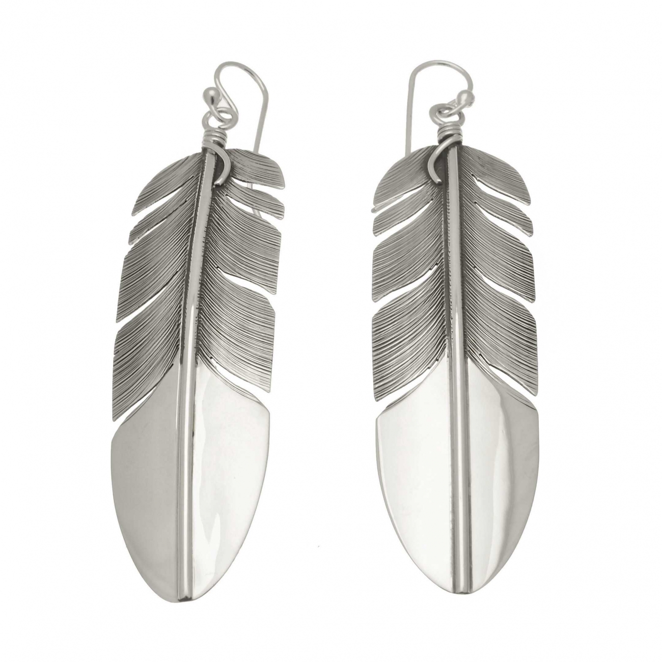 Harpo Paris earrings BO228 silver feathers