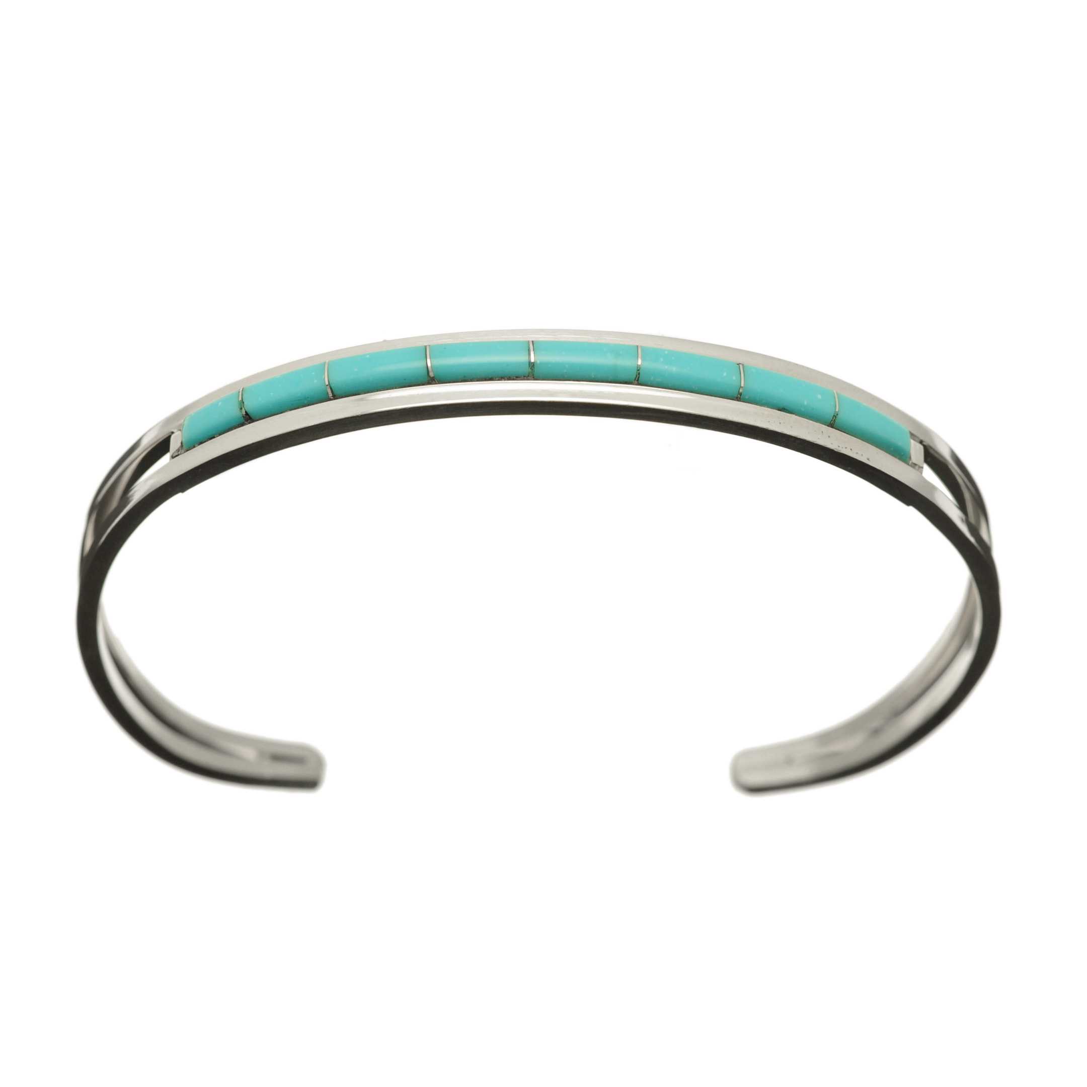 Bracelet Navajo Turquoise Sleeping Beauty sertie sur Argent. | Harpo Paris