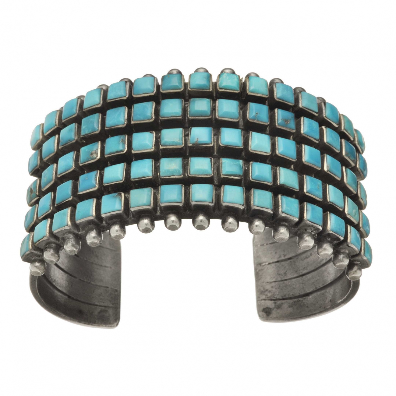 Bracelet manchette BR389 pour homme en turquoise et argent massif - Harpo Paris