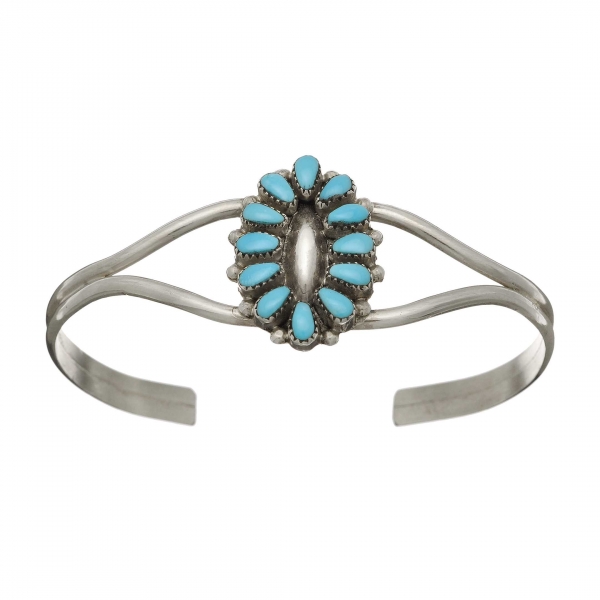 Turquoise flower bracelet set in silver BRw14 - Harpo Paris