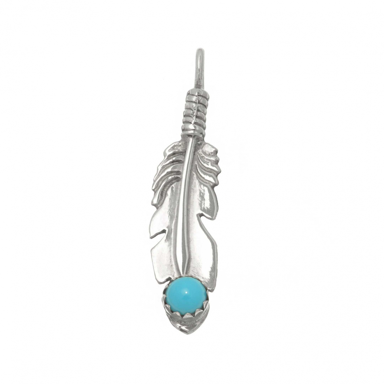 Harpo Paris pendant PEw01 feather in silver and turquoise