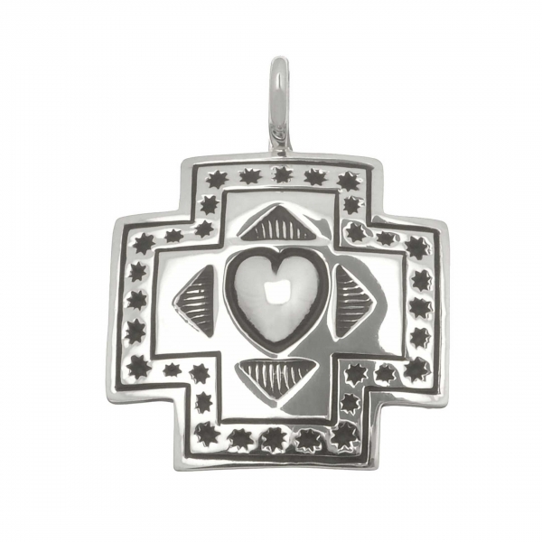 Cross and heart pendant PE220 in silver - Harpo Paris
