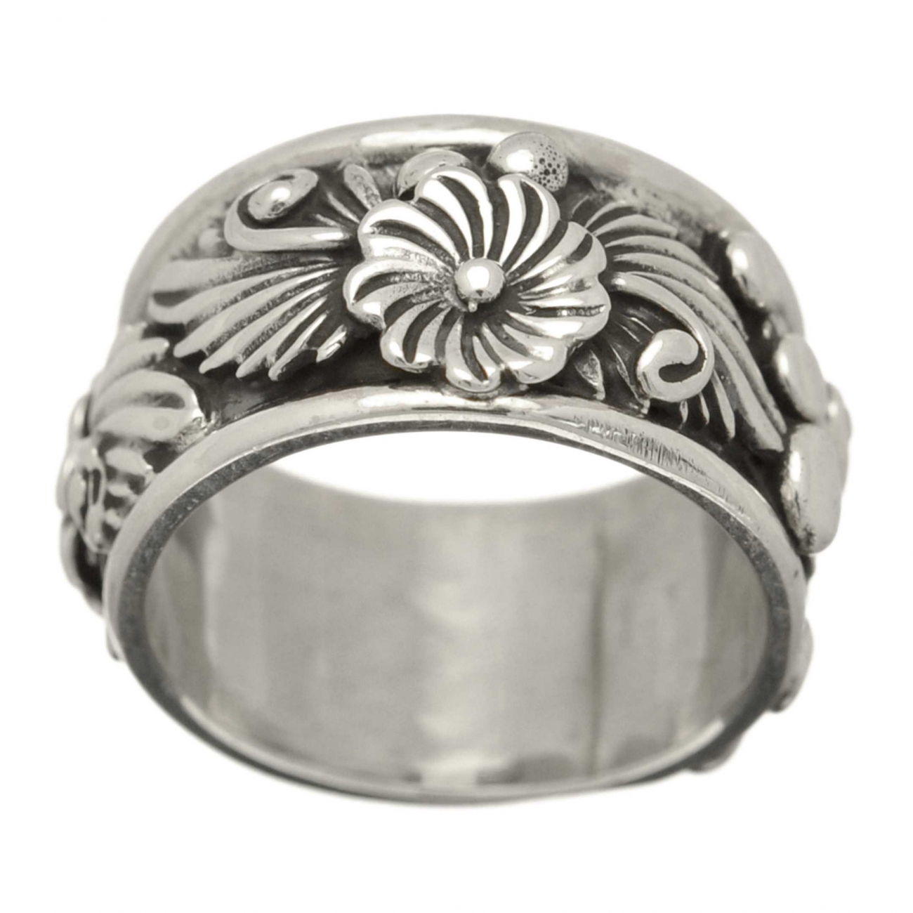 Anneau unisex Navajo fleur en argent BA258 - Harpo Paris