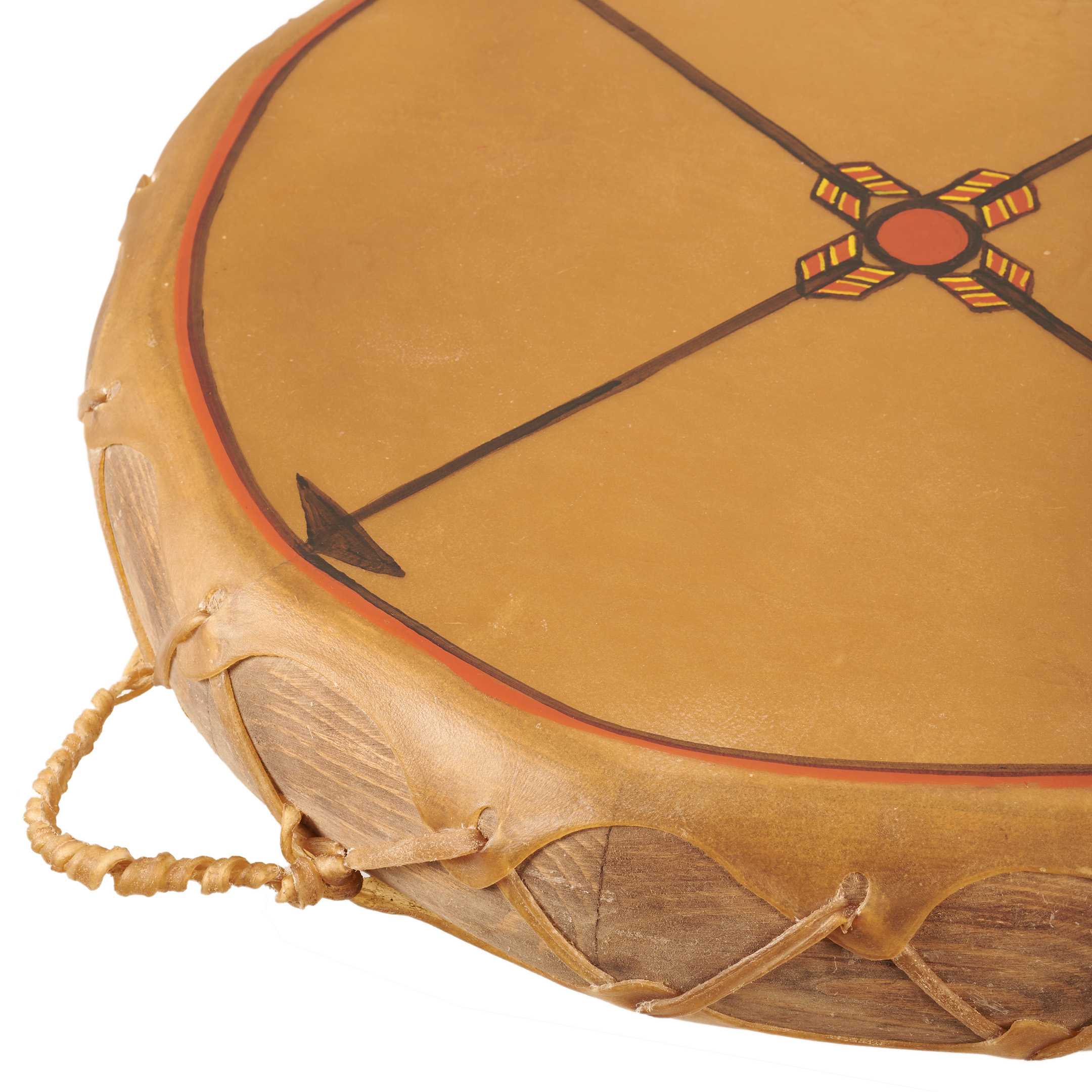 Pueblo Double sided Drum Four Directions Cow skin and wood. +Drumstick | Harpo Paris