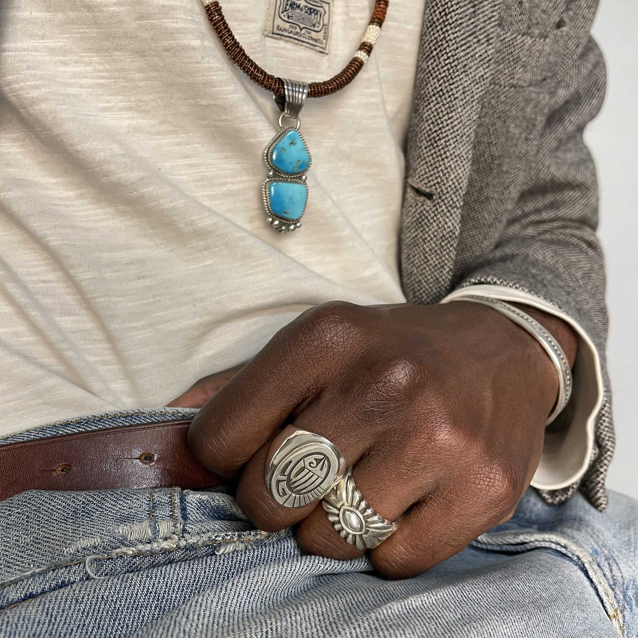 Bague Hopi en argent massif, unisexe, BA896 - Harpo Paris