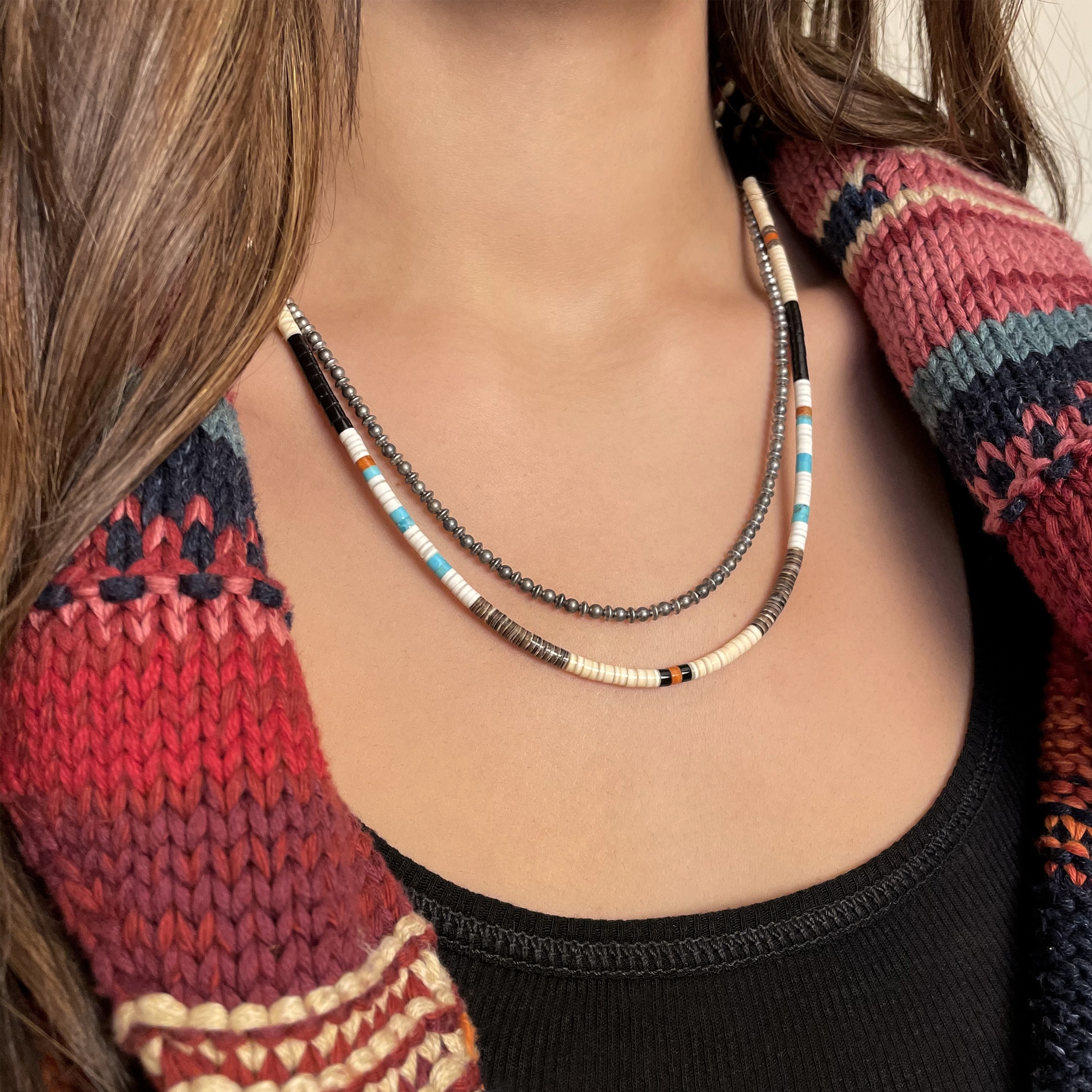 Collier Pueblo en perles Heishi COP21 - Harpo Paris